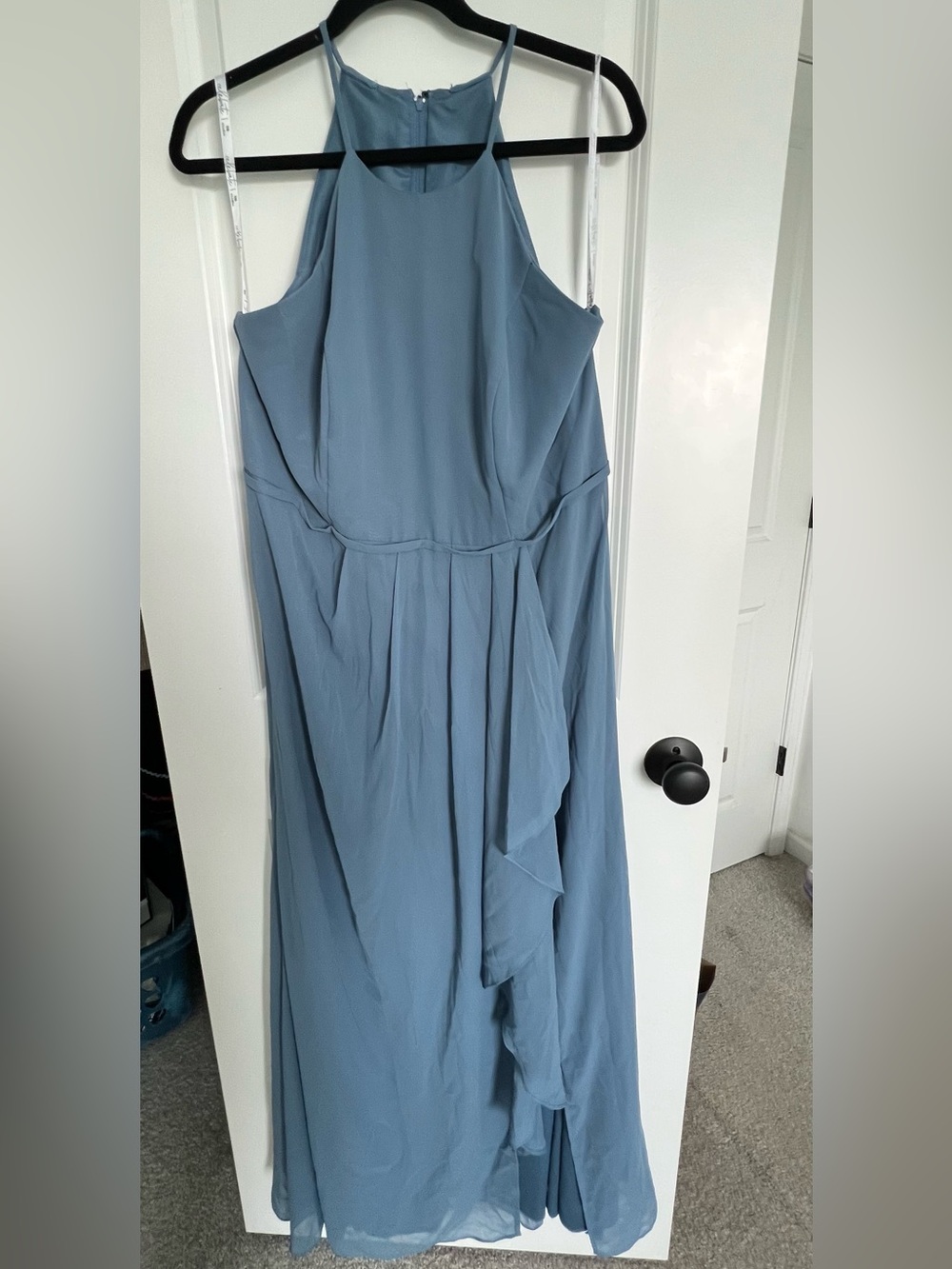 David’s Bridal Steel Blue Bridesmaid Dress